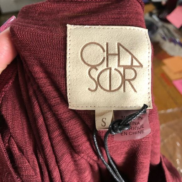 NWT Chaser Maroon Heather Slub Long Sleeve Top - S - Picture 11 of 11